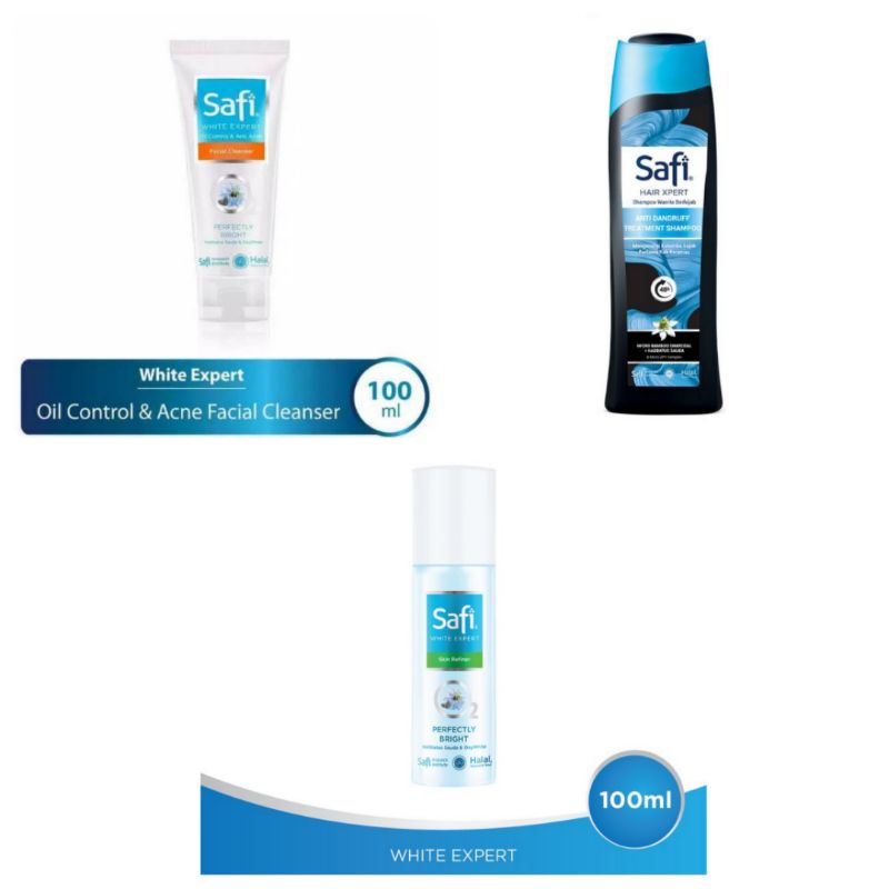 SAFI WHITE EXPERT OIL CONTROL &amp; ANTI ACNE FACIAL  CLEANSER 100GR (FACIAL WASH)Dan Safi shampoo Anti Dandruff 170Ml