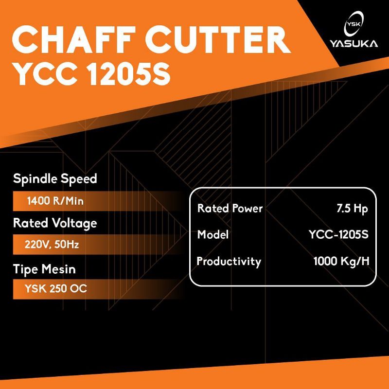 Mesin Pencacah Rumput YASUKA YCC1205S 1000Kg/jam - Chaft Cutter YASUKA YCC 1205S