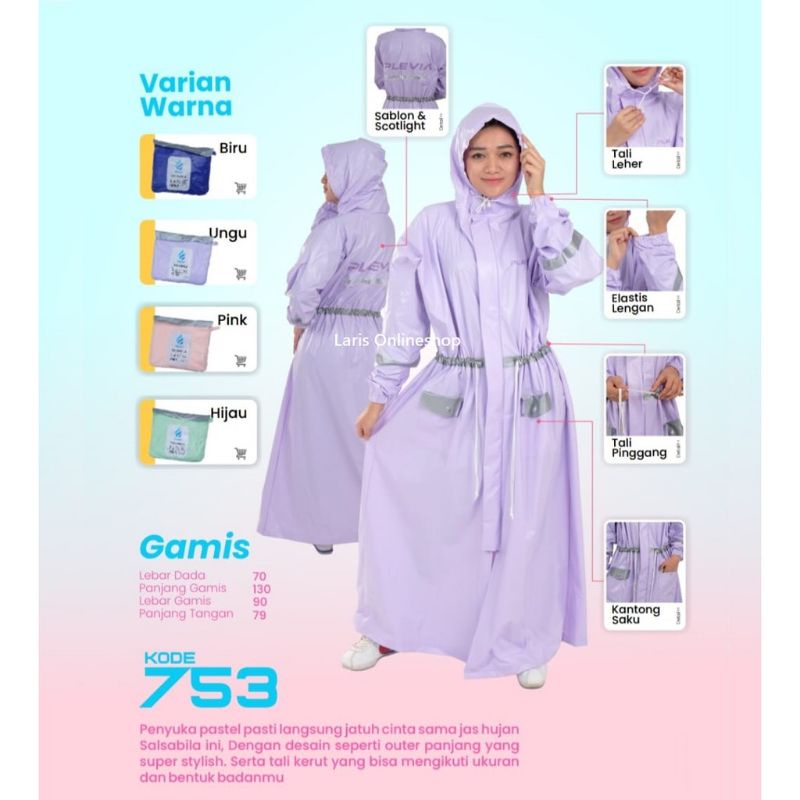 Jas Hujan Plevia gamis / jas hujan terusan