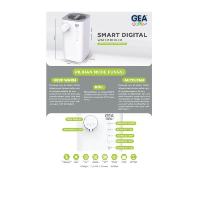 GEA Baby Smart Digital Water Boiler &amp; Dispenser