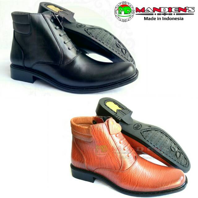 Mandiens - SJ173 Sepatu Boots Kulit Asli PDH TNI POLRI Original Medali Export Quality