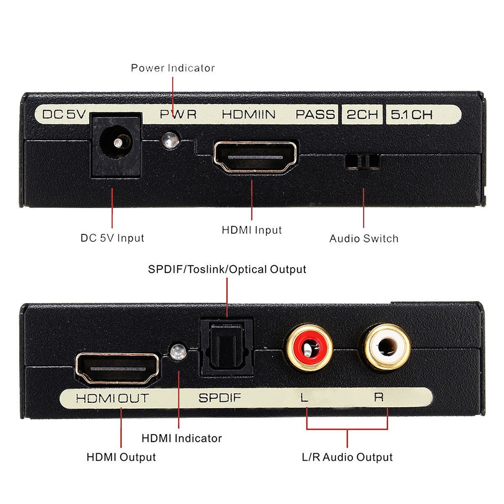 HDMI to HDMI &amp; Optical SPDIF &amp; RCA Audio Extractor Converter AY60