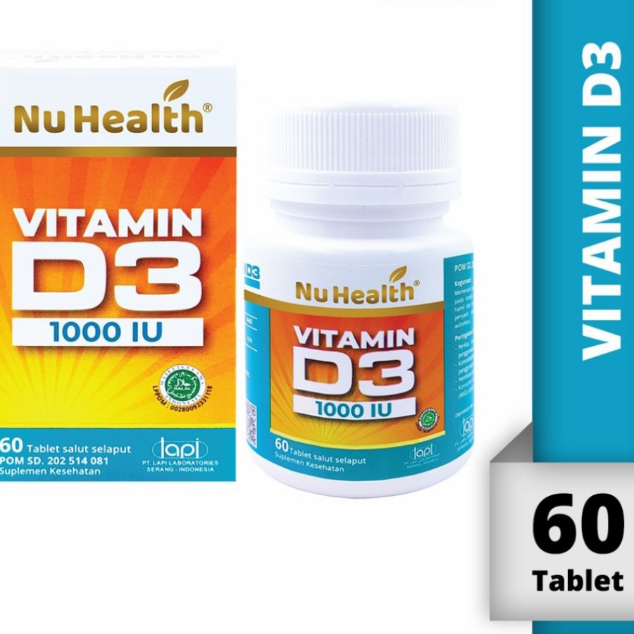 COD Nu Health Vitamin D3 1000 IU - Botol isi 60 Tablet-Suplemen Vitamin D