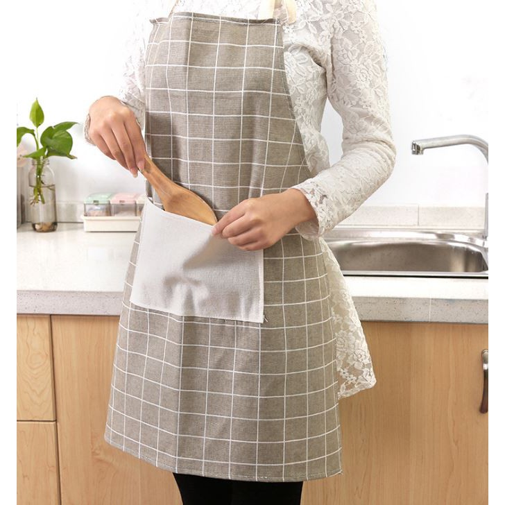 TSC - Celemek Masak Celemek Kain Katun Apron Masak Korea Home Apron Hl0005