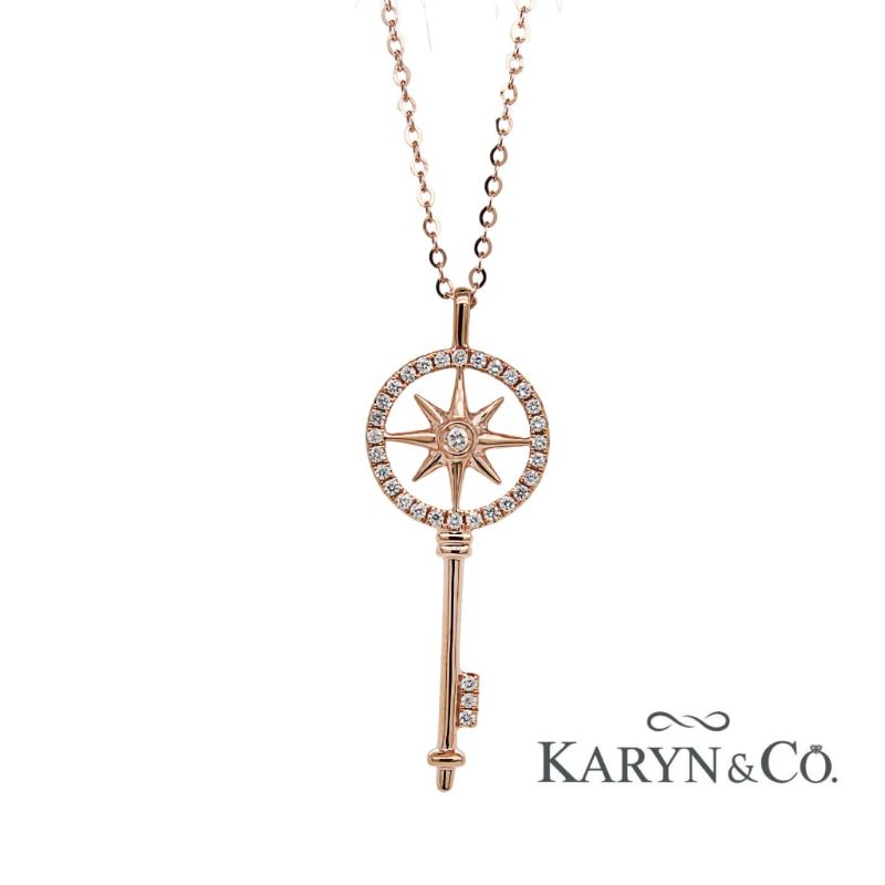 kalung koye mdl kunci tgh solitaire mataburung tepi melingkar mikrosetting rk.rosegold