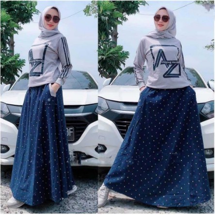 SETELAN KAOS MUSLIMAH / SET ROK WANITA JUMBO / FASHION MUSLIM WANITA