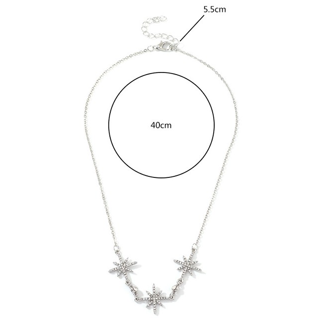 LRC Kalung Fashion Silver Star Necklace With Diamond Necklace D07712