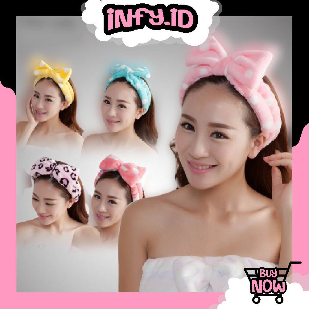 INFY Bandana Bando Rambut Motif Pita Bando Rambut Mandi Gaya Korea Bando Fashion Wanita Import R027