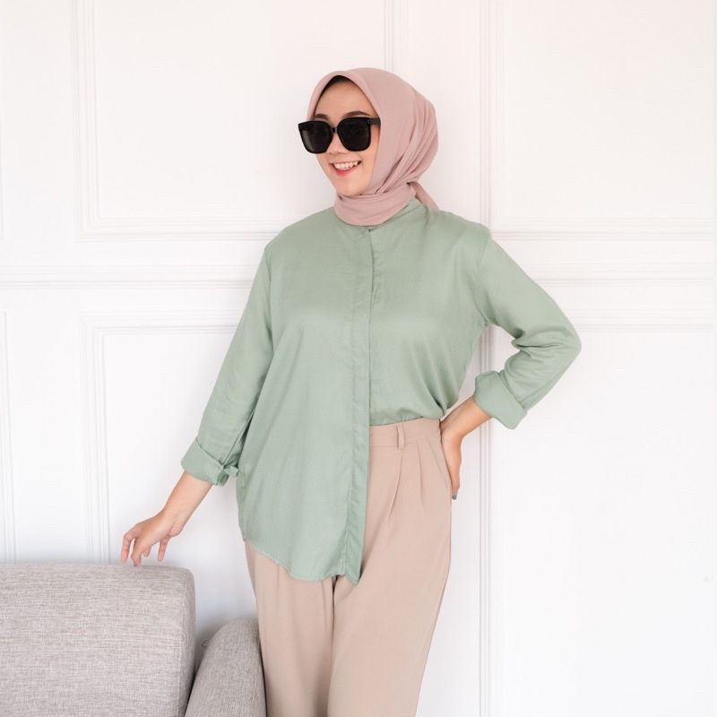 KEMEJA WANITA RAYON TWILL PREMIUM KERAH SANGHAI