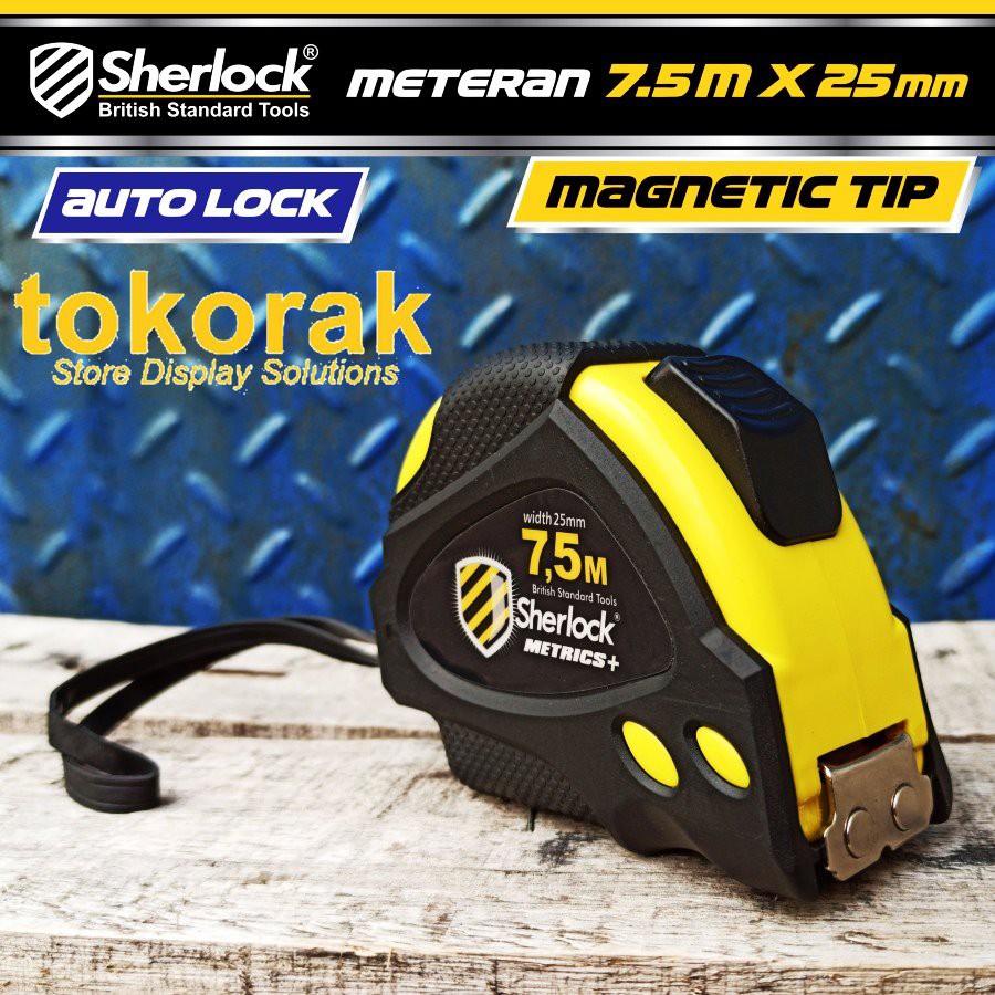 METERAN ROLL 7,5M X 25MM SHERLOCK - AUTO LOCK METERAN MAGNETIC TIP