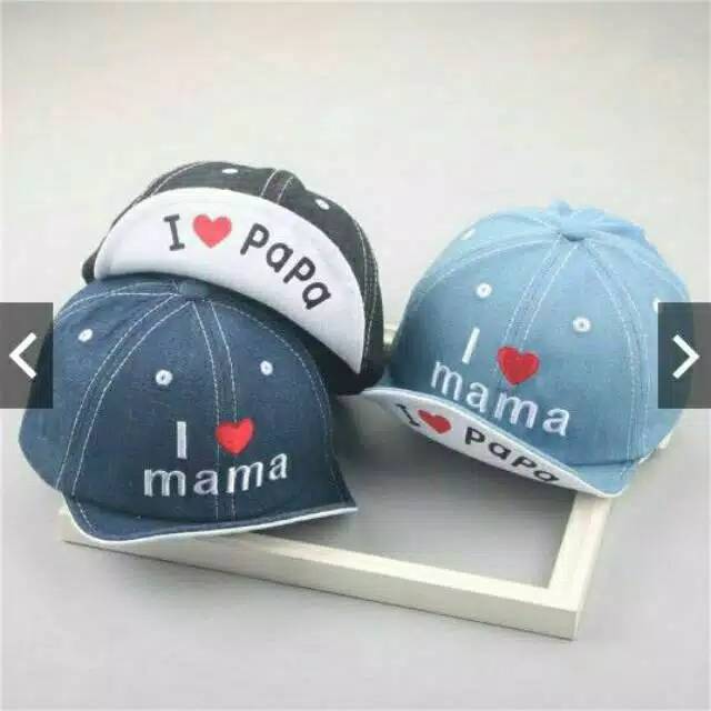 BANDUNG Topi Bayi I Love Mama / I Love Papa Topi Import Korea Topi Basrball Topi Anak