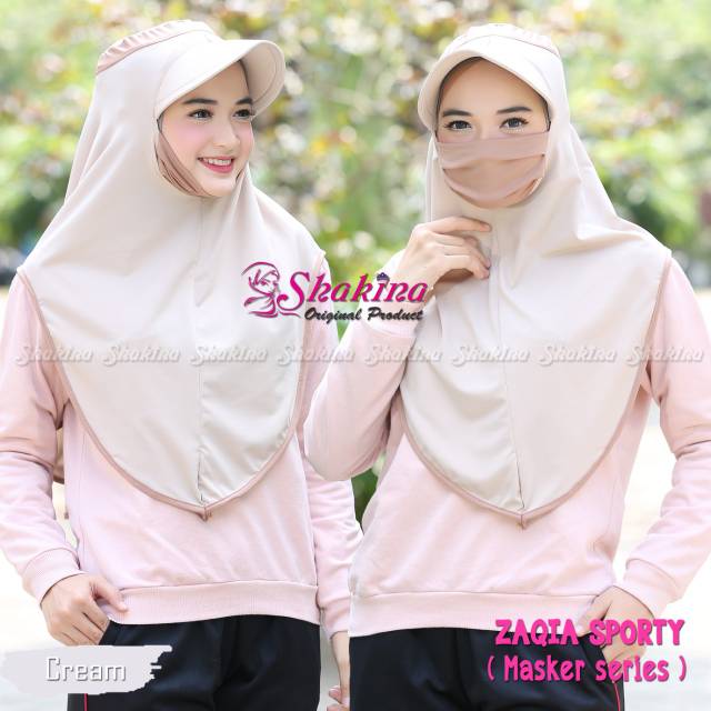 {ORIGINAL SHAKINA} Jilbab/Hijab Instan Khimar Shakina Zaqia Masker Sporty