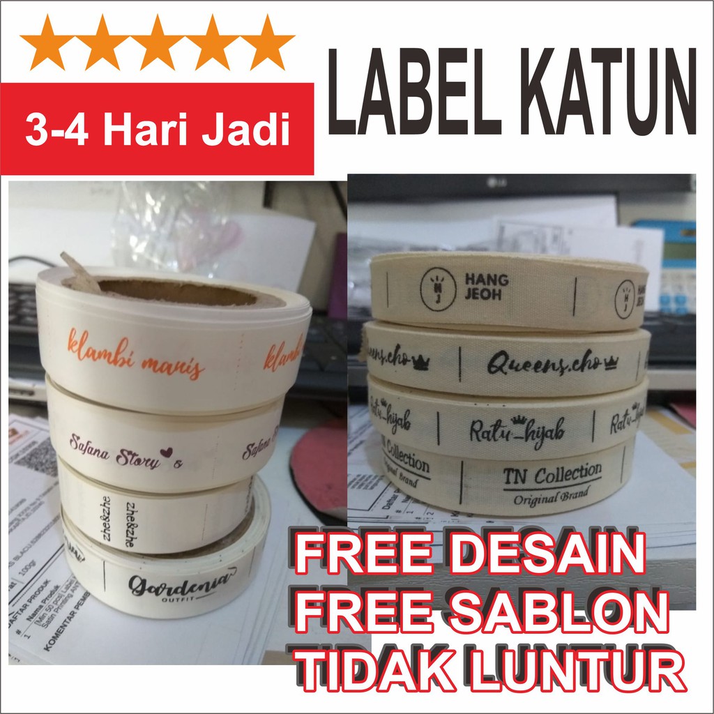 

FREE DESAIN Label Katun / Label Hijab / Label baju / Label Pakaian / Label Konveksi Sablon Custom