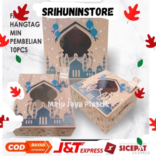 

Srihuninstore - (3pcs)Box Kraft Idul Fitri Dus Lebaran Hampers Kotak Kue Bahan Kraft Tebal 350gsm Motif Coklat Natal Dan Lebaran Size 20 X 20 X 7 Cm