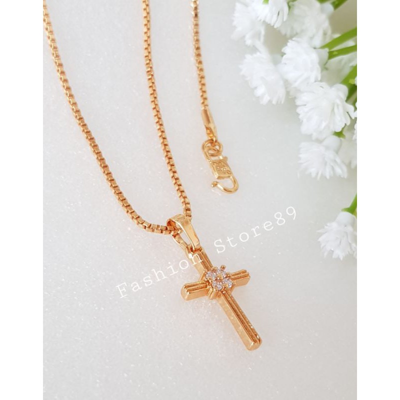 Kalung Fashion salib Xuping import kalung rohani perhiasan lapis emas xuping Bestquality