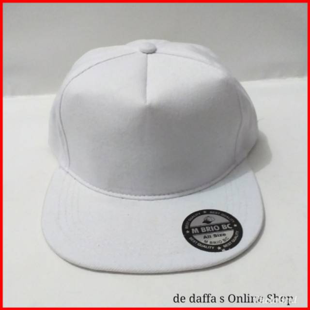 Topi Snapback Polos Dewasa  Full PUTIH Bahan Rapel Distro Berkualitas - PUTIH