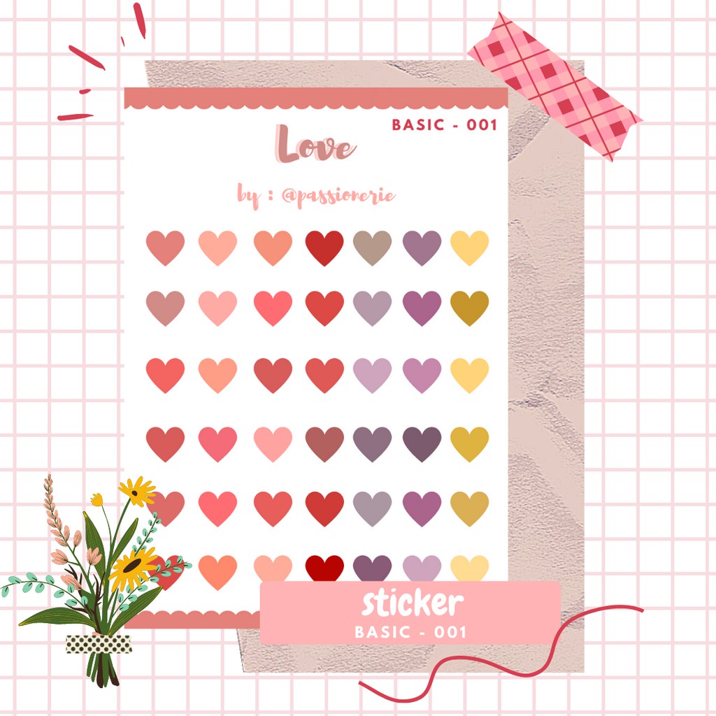 

Sticker Love Basic Pastel Aesthetic Journalling Bullet Journal Notes A6 Passionerie