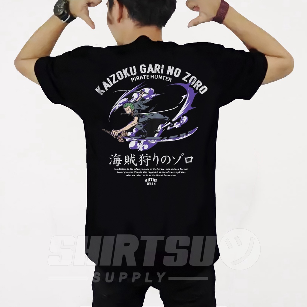 Baju Kaos T Shirt Distro Oblong Pria Wibu Gambar Sablon Merchandise Hitam Anime Bounty Wanted Rorono