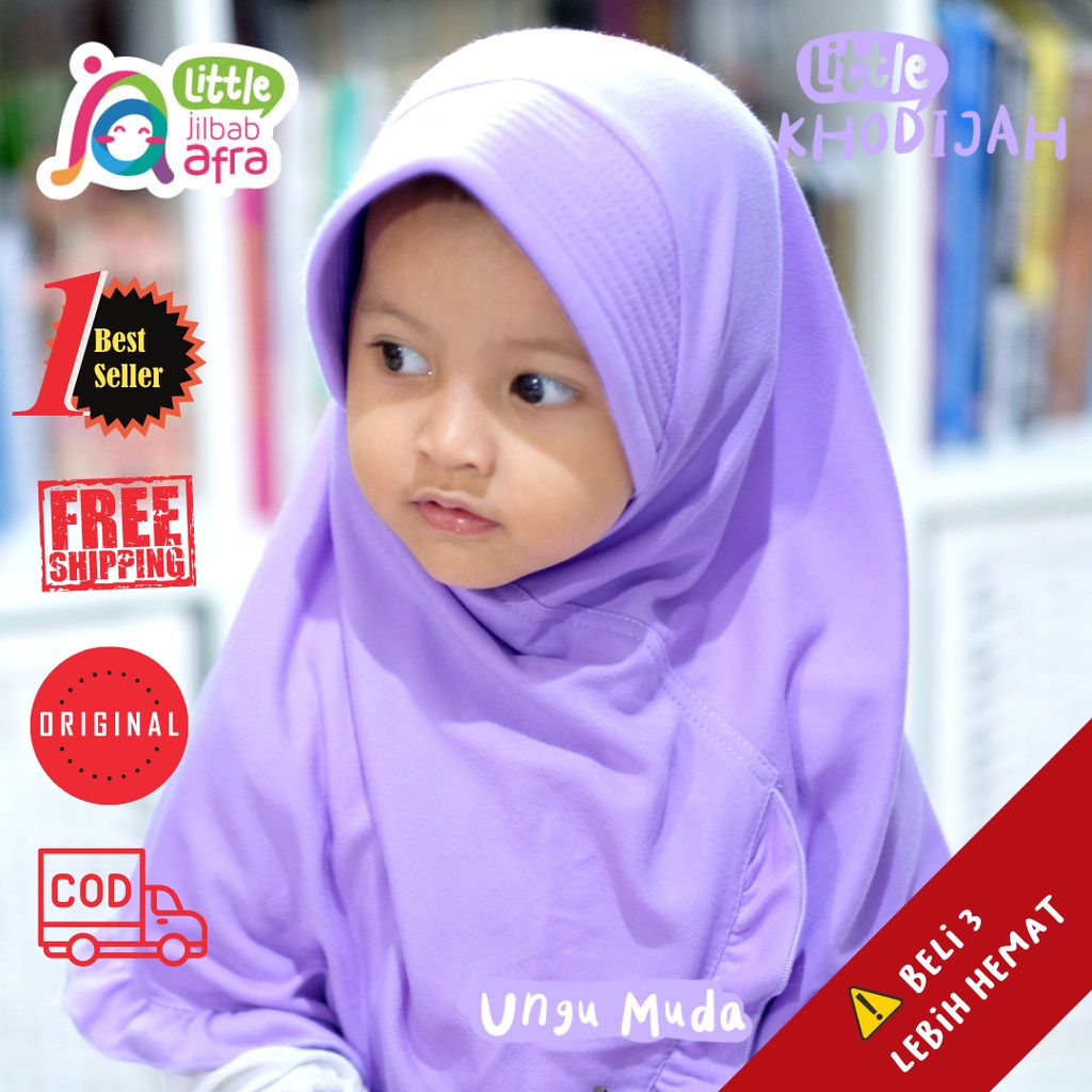 JAS JILBAB ANAK LITTLE KHODIJAH UNGU MUDA JILBAB ARFA BERGO RENDA BAHAN KAOS UNTUK BABY BAYI BALITA 