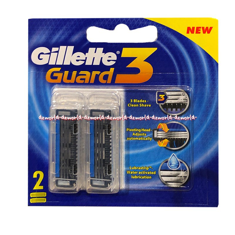 Gillette Guard 3 3Blades Isi 2Pcs Refill Pisau Cukur Gilete Pria Biru Gillete