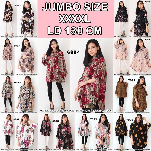 UNION11 - ATASAN BIGSIZE WANITA / KEMEJA WOLFIS BIGSIZE 4XL WANITA LD 130 / KEMEJA JUMBO WANITA BB 100 KG