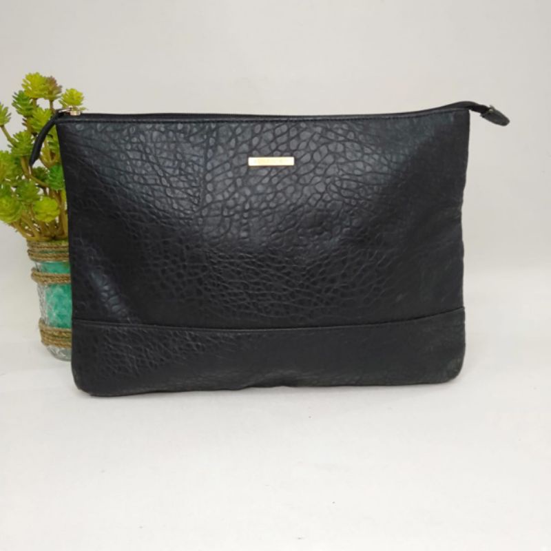 Sisley Large Wallet Black/ Clutch Bag Croco/ Dompet Besar Wanita warna Hitam/ Dompet Preloved