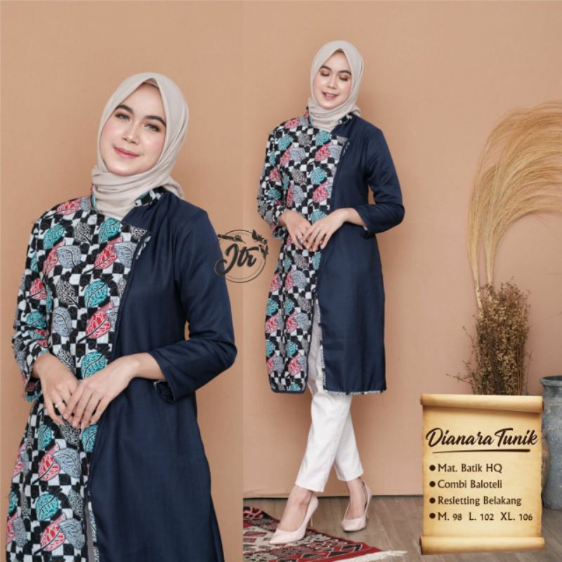 Tunik Batik Dianara - Atasan Batik Wanita Tunik Batik Kombinasi