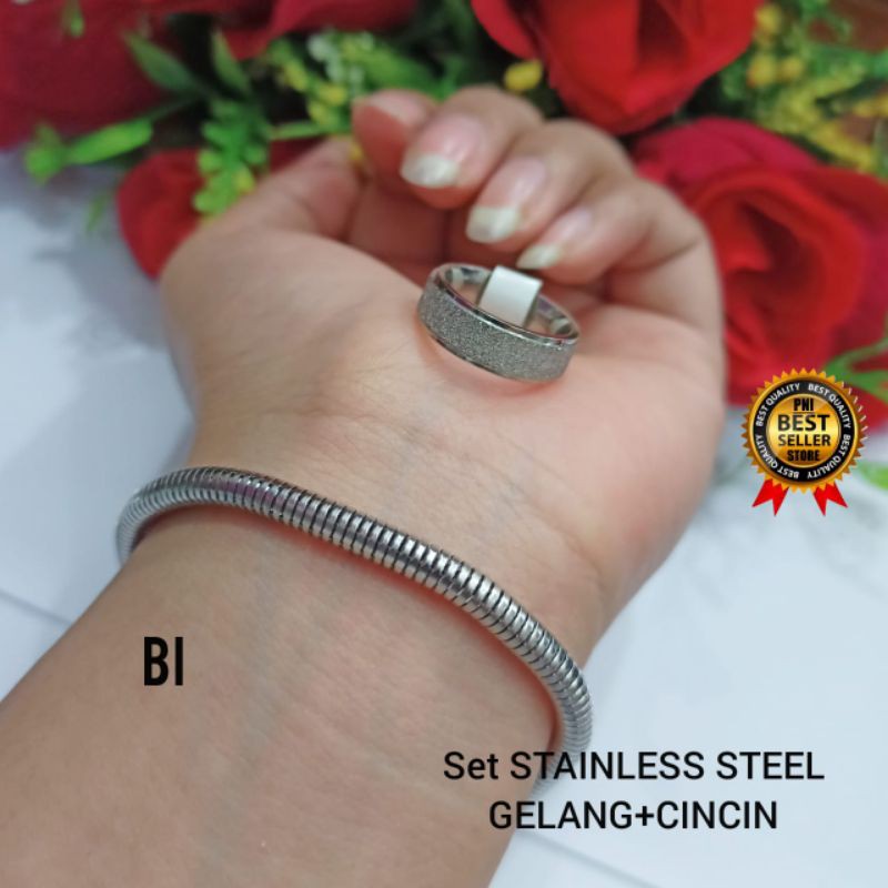 Gelang tangan Titanium rantai asli stainless Free Cincin Anti karat motif pilihan