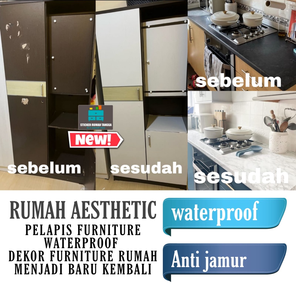 stiker lemari LEBAR 60CM  meja kitchenset Motif putih polos glossy dan doff