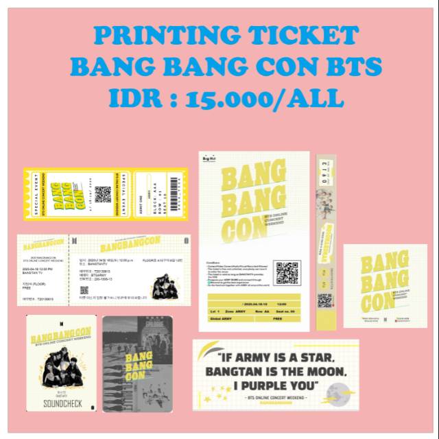 jual po printing ticket bang bang con bts 15rb sudah semuanya indonesia shopee indonesia