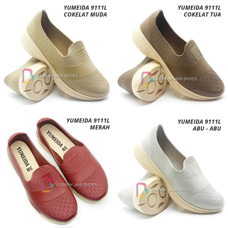 Yumeida 9111 L Sepatu Slip on Wanita Bahan Karet