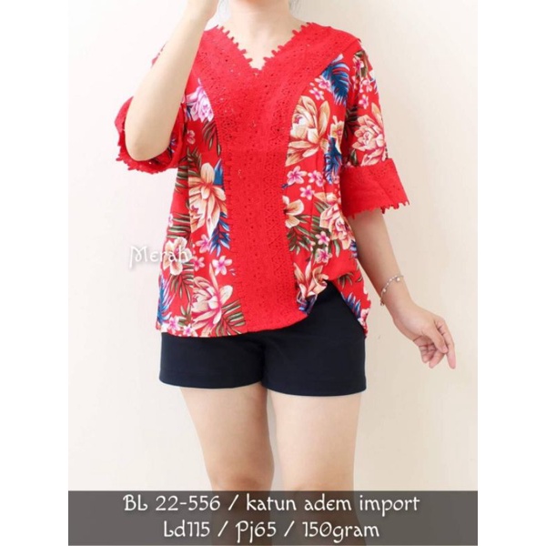 Blouse 22-556 Bahan katun adem import LD115 82rb 150gram