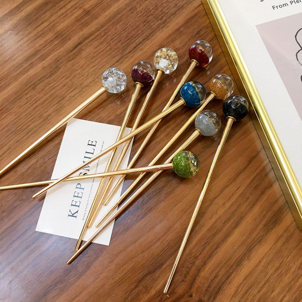 Agustina Jepit Rambut Elegan Shiny Barrette Hiasan Kepala Perhiasan Logam Foil Emas Hair Clips