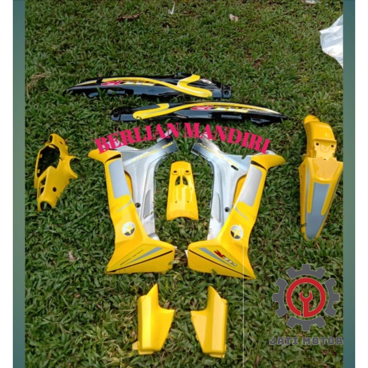cover body halus depan belakang fizr f1zr caltex hitam kuning silver full set halus