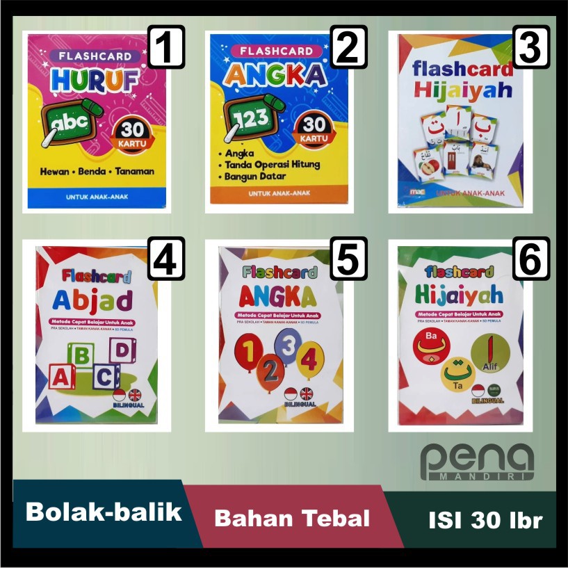 Flashcard Alfabet Huruf ABC - Flash Card Kartu Pintar Belajar Balita Anak ABC Bolak-Balik