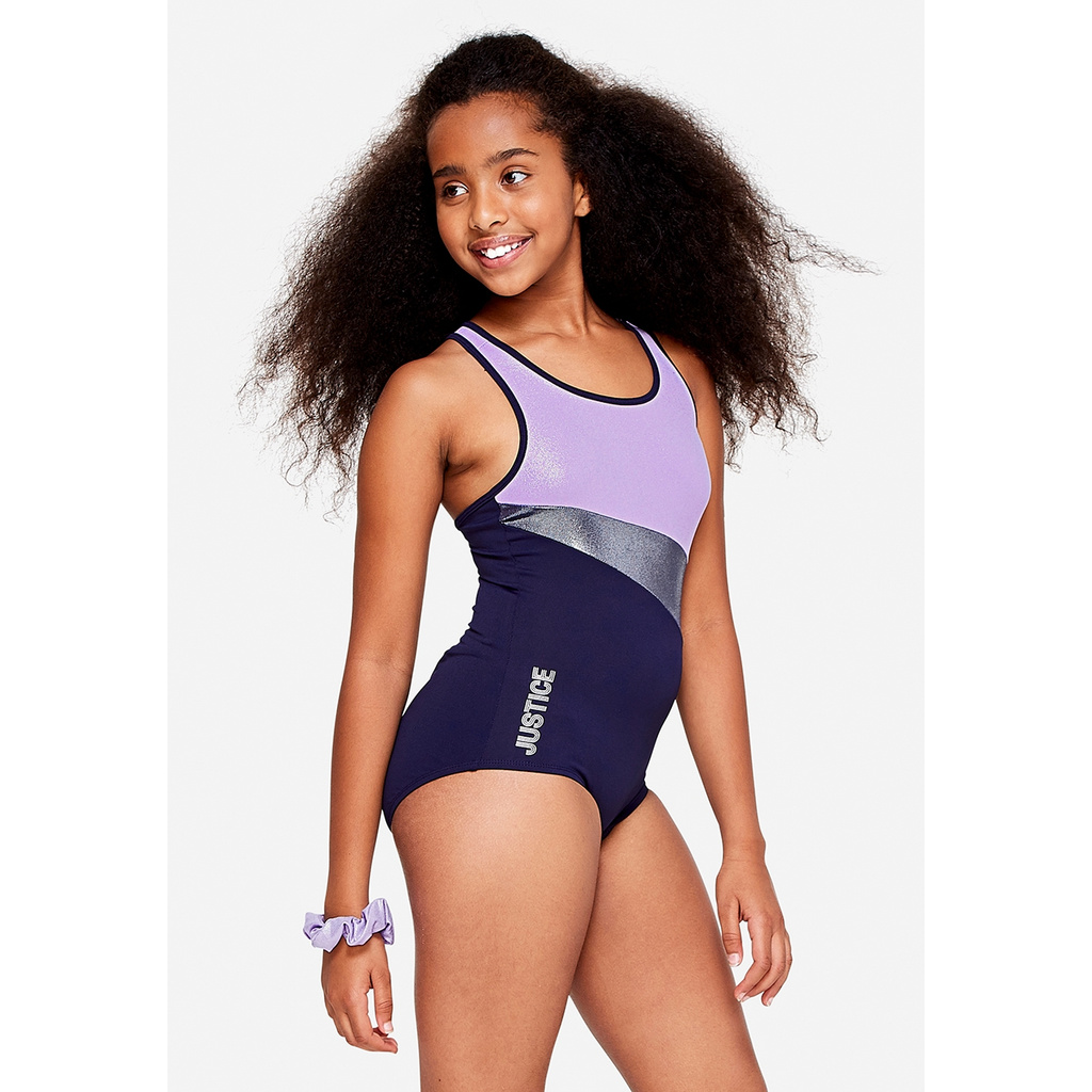 Justice Girls Shimmer Colorblock Leotard - Atasan Anak Perempuan - Size 18