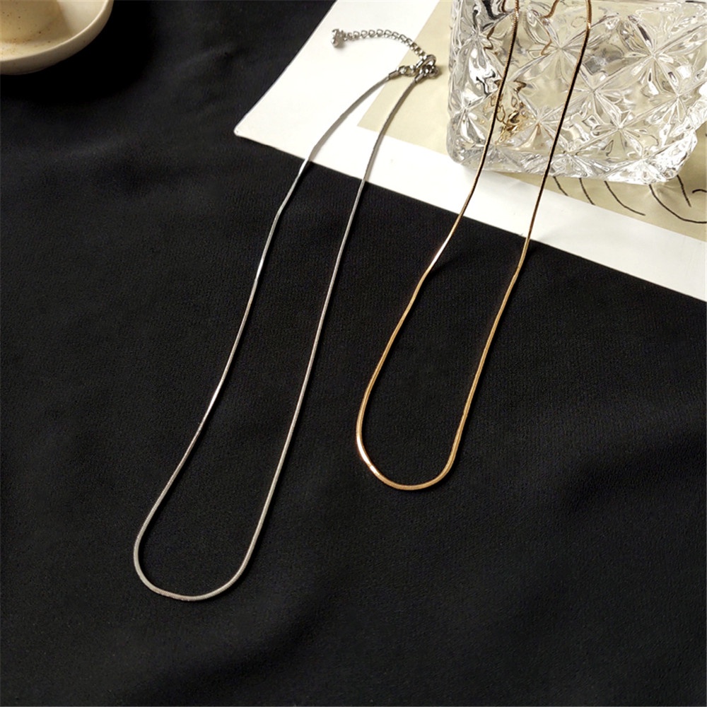 【COD Tangding】Simple Personality Smooth Snake Chain Necklace Trendy Net Celebrity INS Fine Neck Chain Fashion Niche Clavicle Chain