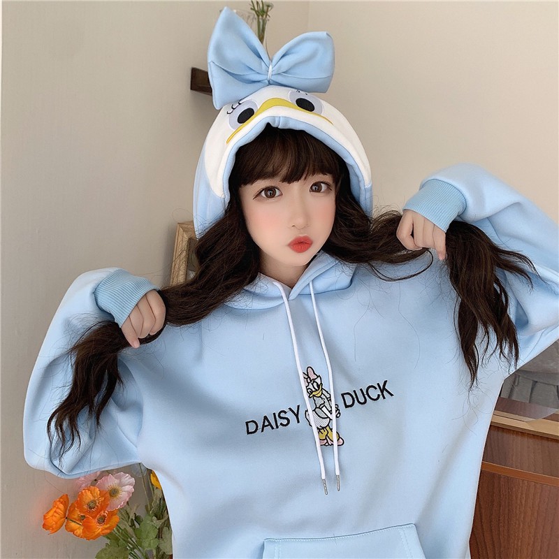 [littlecrab] Hoodie Oversize Korea Daisy Duck Bigsize Topi Pita Lucu Hoodie Unisex Korean Style