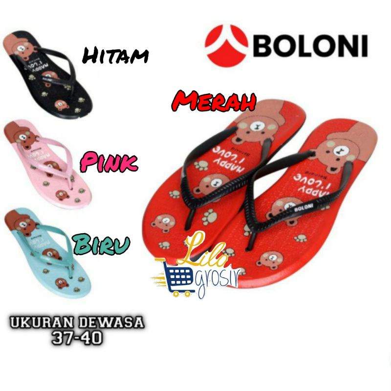 Sandal Jepit Boloni Bernard Beruang Coklat Sendal Japit Santai Dewasa Korea Kekinian Karet Anti Slip