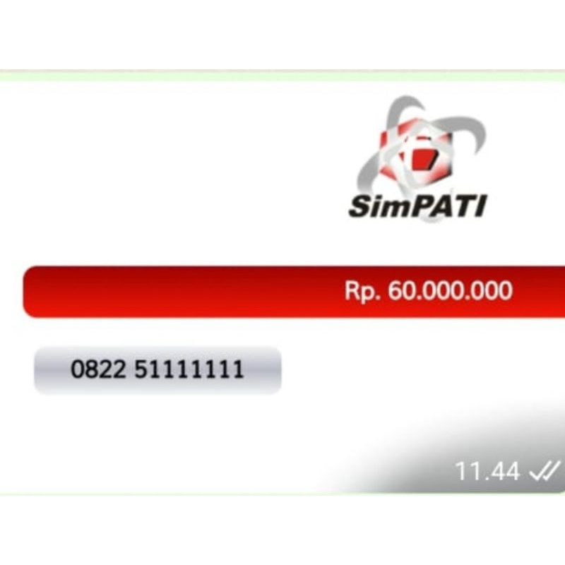 NOMOR CANTIK(0822 51111111)TSEL SIMPATI,SEPTA EKOR 1111111#YB