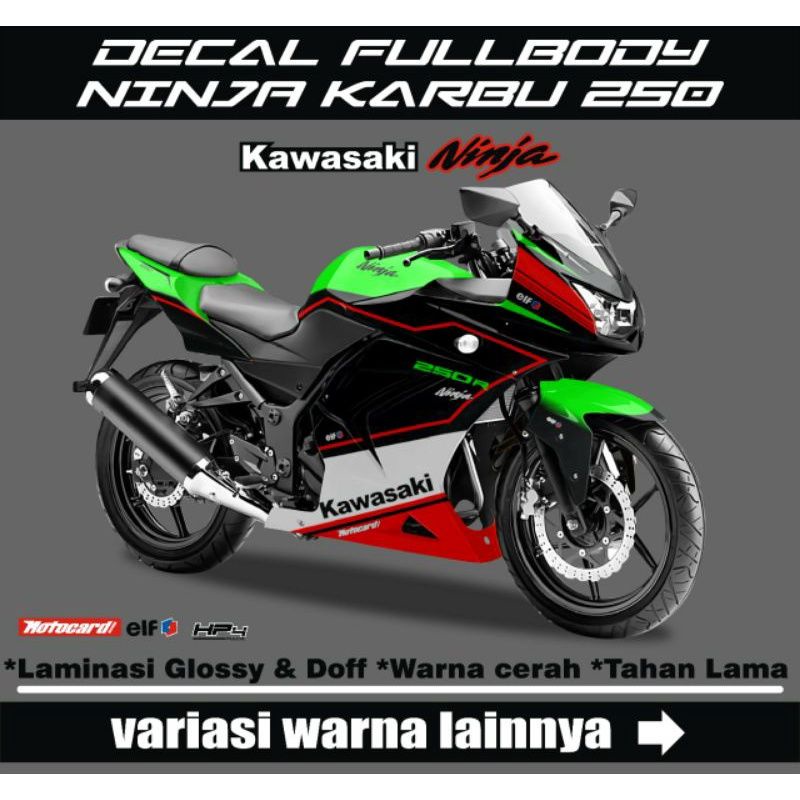 Decal Striping Ninja 250 Karbu Full Body Stiker Variasi Motif Lis Merah