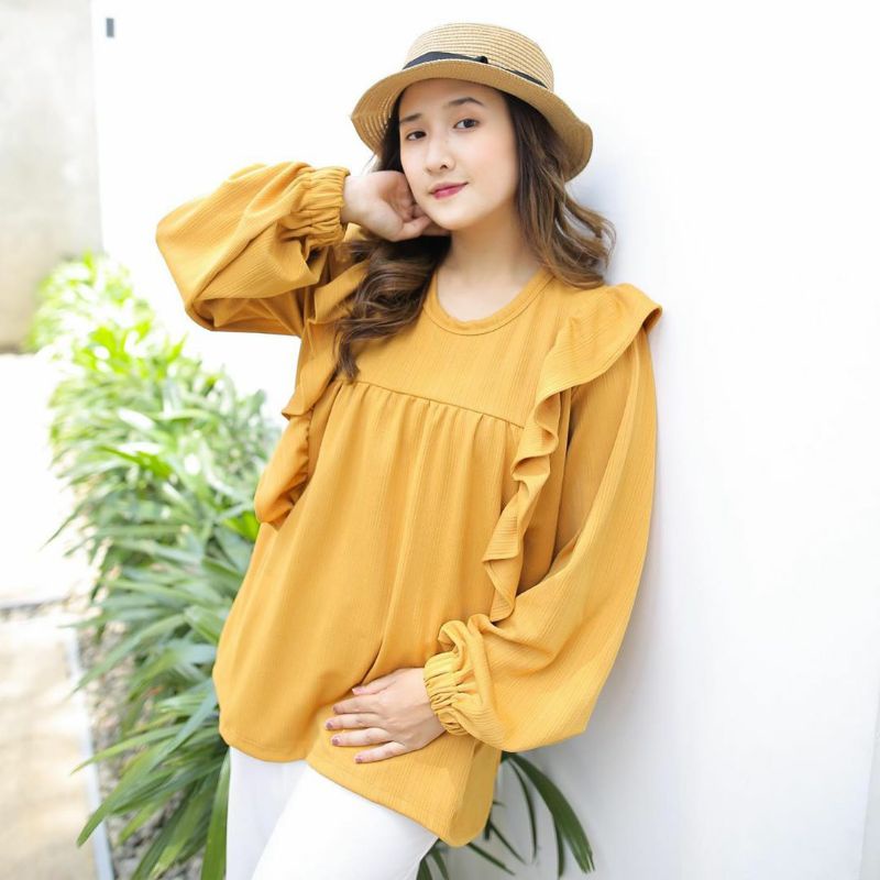 Blouse Wanita / Atasan Wanita, Sally, Blouse, Atasan, Pakaian Wanita, Atasan Wanita Lengan Panjang, Blouse Korea, Korean Top - Syakila, Atasan Top