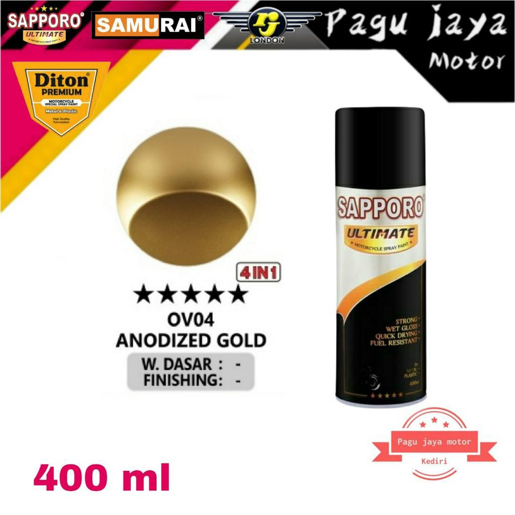 SAPPORO ULTIMATE ANODIZED GOLD OV04 ***** 400ML CAT SEMPROT SPRAY PAINT PILOX PILOK