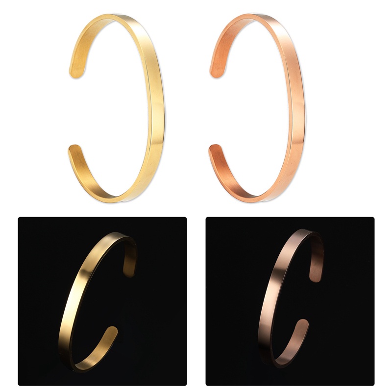 Gelang Model Terbuka Bahan Stainless Steel Ukuran 6mm Untuk Pria Dan Wanita