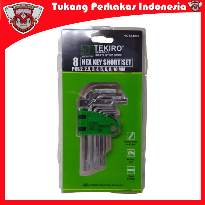 TEKIRO KUNCI L SET PENDEK 8PCS / HEX KEY SHORT TEKIRO 8PCS