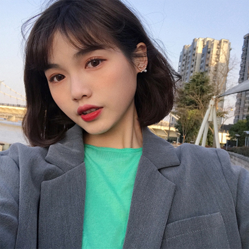 Anting-Anting Dengan Liontin Gantung Bentuk Hati+Berlian Imitasi Model Korea Untuk Wanita