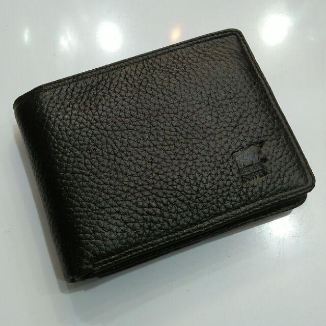 Dompet cowok braunbuffel lipat kulit asli pendek-BB hitam