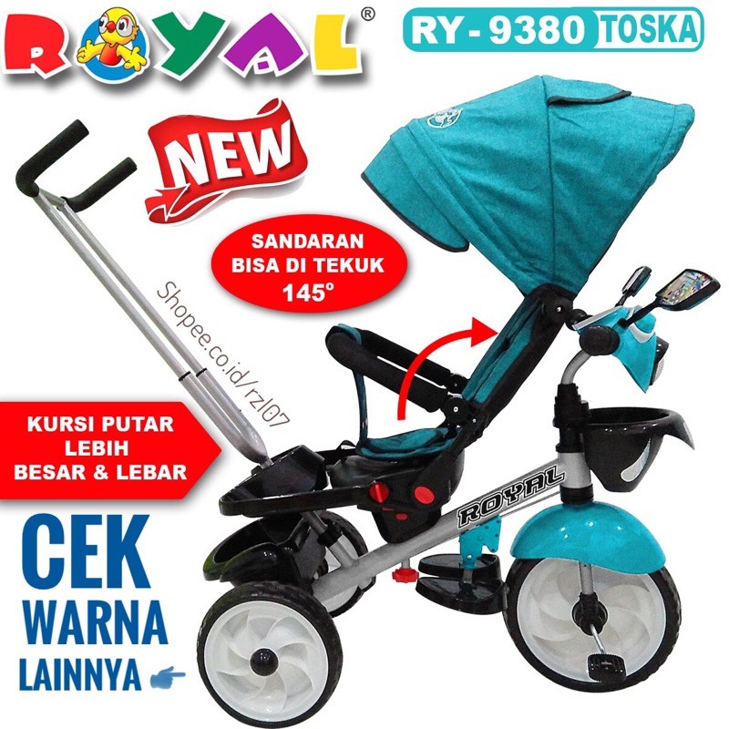 Tricycle Stroller Royal 9380 9680 9590 bisa rebahan & kursi putar musik bagus