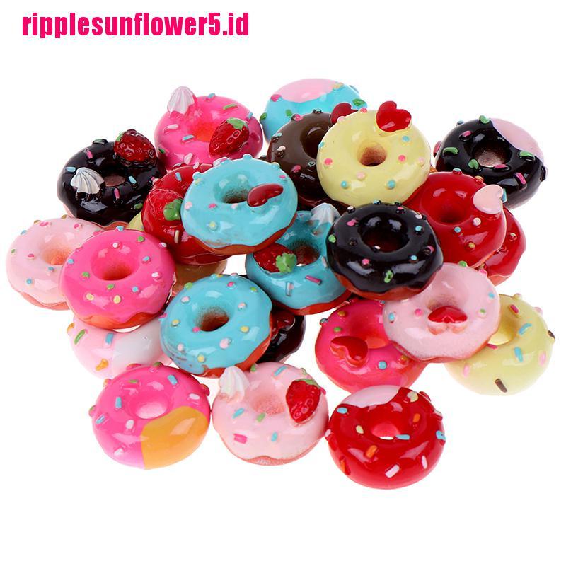 10pcs Miniatur Permen Donat / Roti Skala 1: 12 Untuk Dekorasi Dapur Rumah Boneka