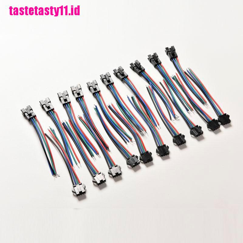 20 Pcs Konektor Male Dan Female 4 Pin Dengan Kabel Untuk Led RGB 5050 / 3528